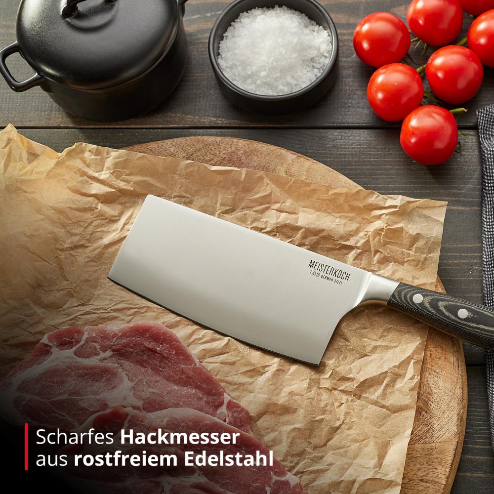 Meisterkoch Hackmesser Messer Küchenmesser | 17,5 cm Klinge aus rostfreiem deutschen Edelstahl | ergonomischer Micarta-Griff mit Fingerschutz, 3-fach vernietet Bild 1