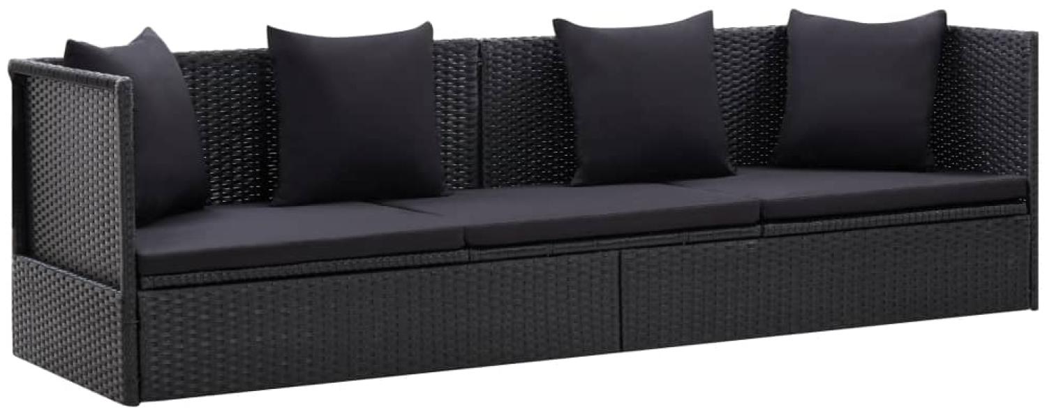 vidaXL Garten-Sofabett mit Kissen Poly Rattan Schwarz 46087 Bild 1