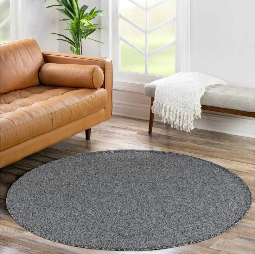 Carpettex Veloursteppich Unicolor - Einfarbig, Rund, Höhe: 11 mm, Einfarbig Kurzflor Runder Teppich Wohnzimmer Flauschig Weich Bild 1