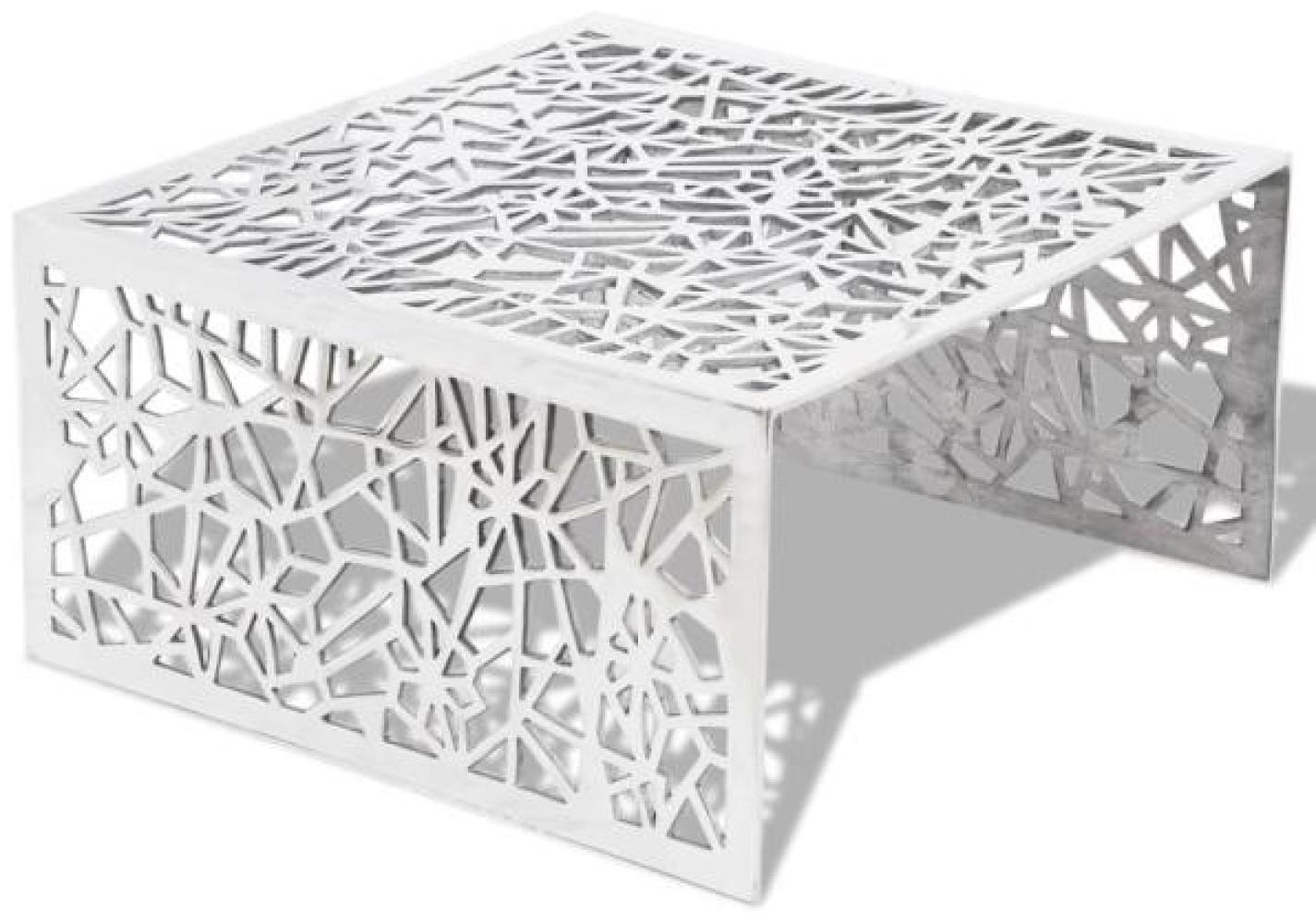 Couchtisch silber Geometrisches Lochmuster Aluminium Bild 1