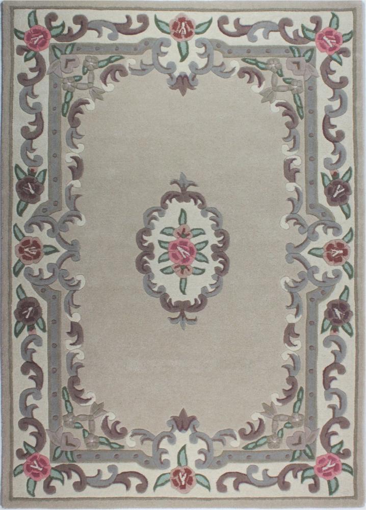 Kadima Design Traditioneller Wollteppich "Beauly" mit Handgeschnitzten Details. Farbe: Braun-Beige, 120x180 cm Bild 1