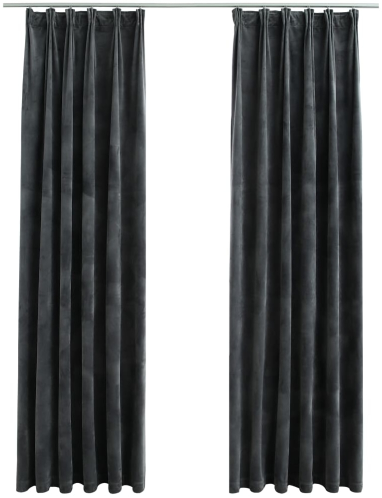 vidaXL Verdunkelungsvorhänge mit Haken 2 Stk. Samt Anthrazit 140x245cm 134502 Bild 1