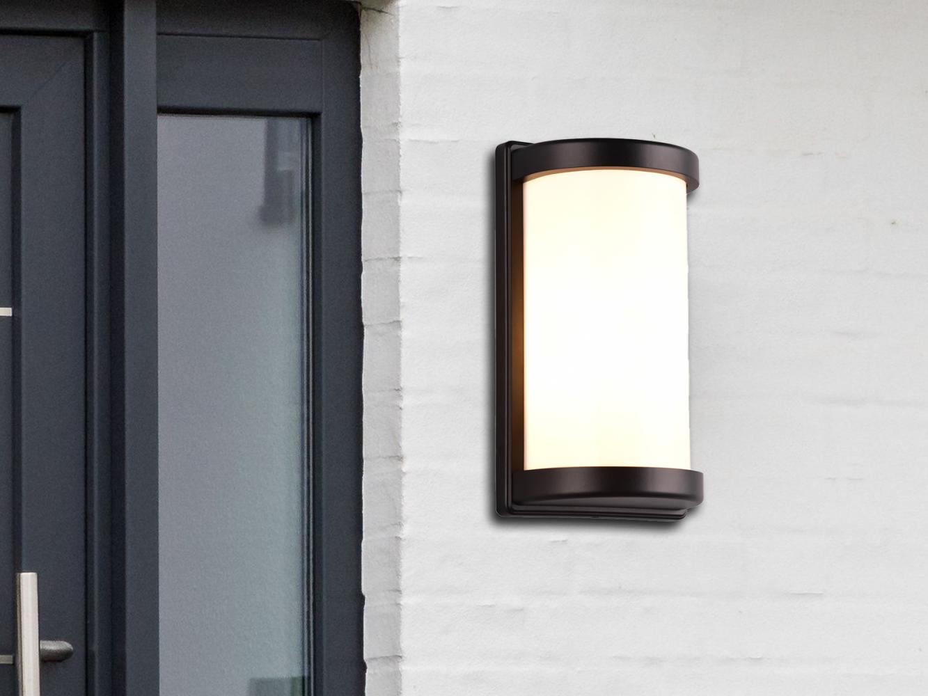 LED Außenwandleuchte Aluminium Schwarz & Acrylglas Weiß, Höhe 27cm Bild 1