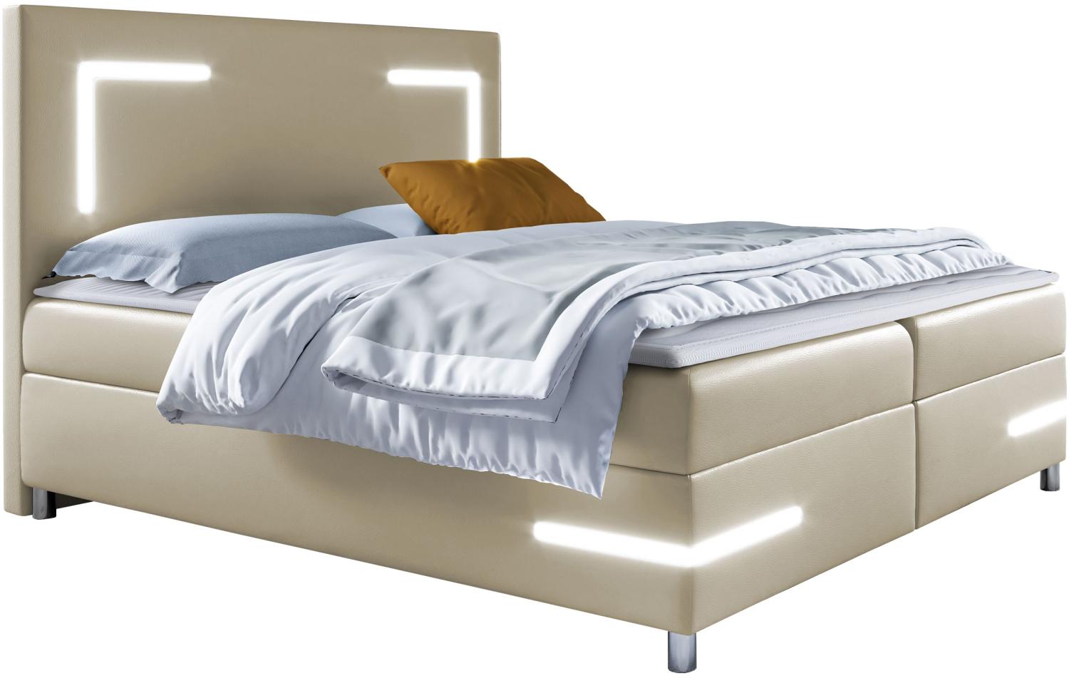 Boxspringbett Leleni LED, Sand, 200 x 200 cm Bild 1