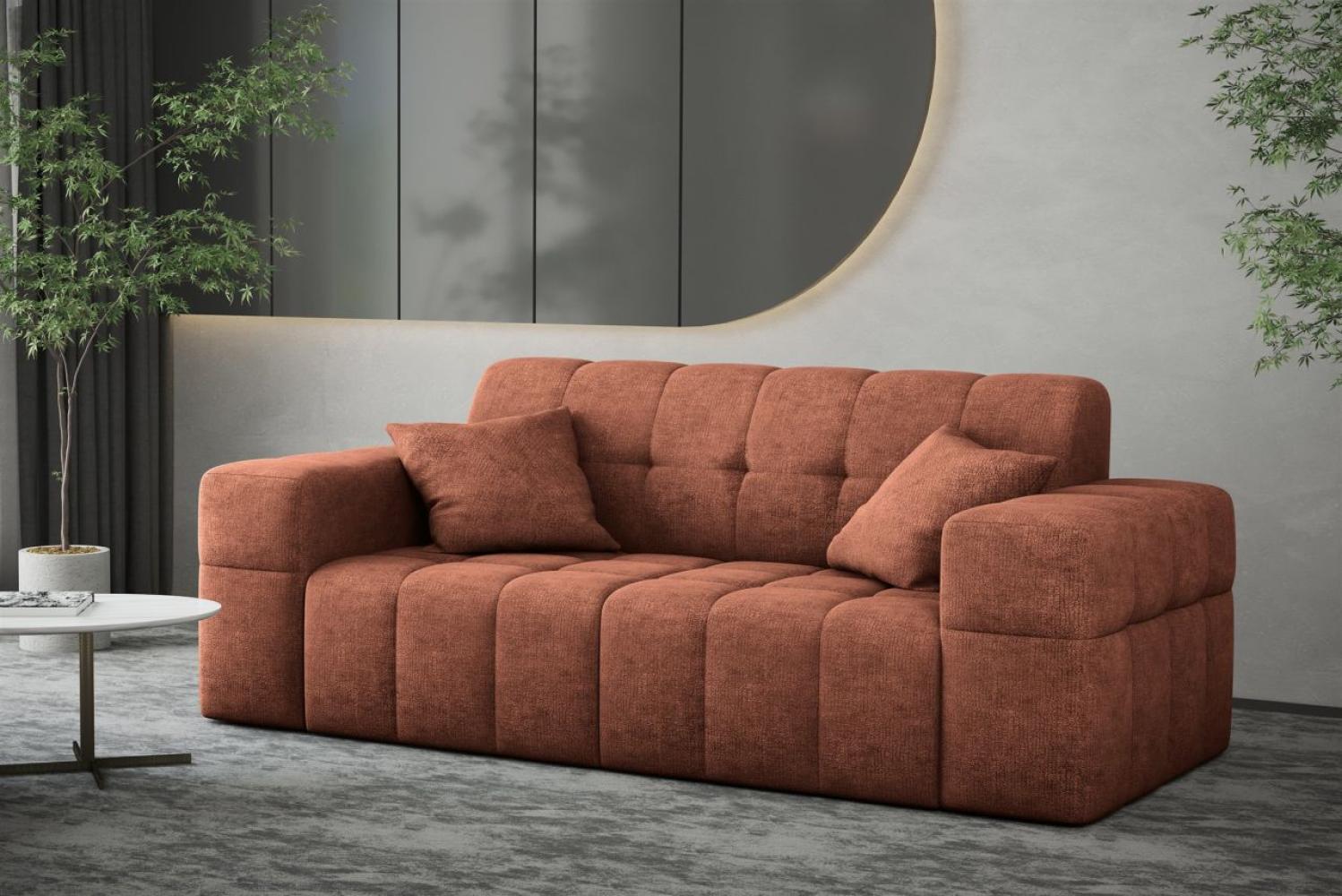 Sofa Designersofa NANCY 2-Sitzer in Stoff Perfekt Harmony Rostbraun Bild 1