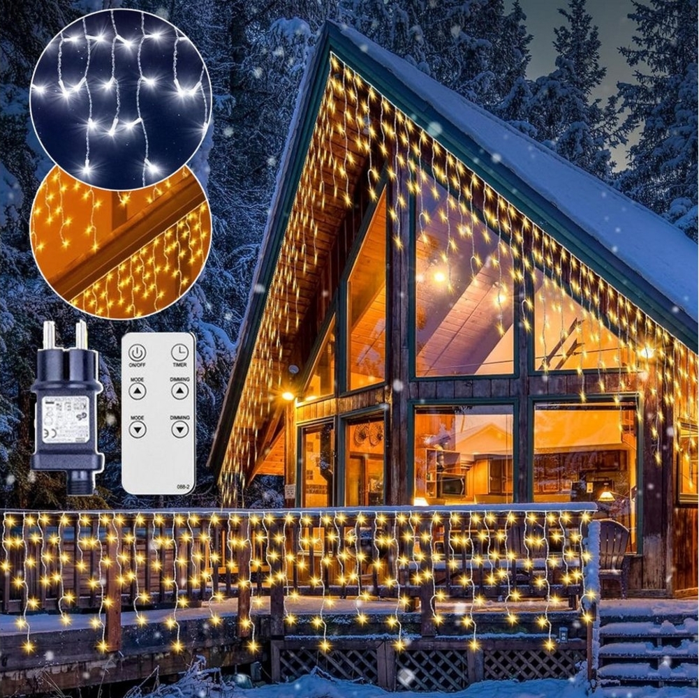 XERSEK LED-Lichterkette Dimmbare Lichtergirlande mit Fernbedienung, 5–20m, Warmweiß/Kaltweiß, 144-600 LEDs, 8-11 Lichtmodi, Timer, IP44, Kettbar Bild 1