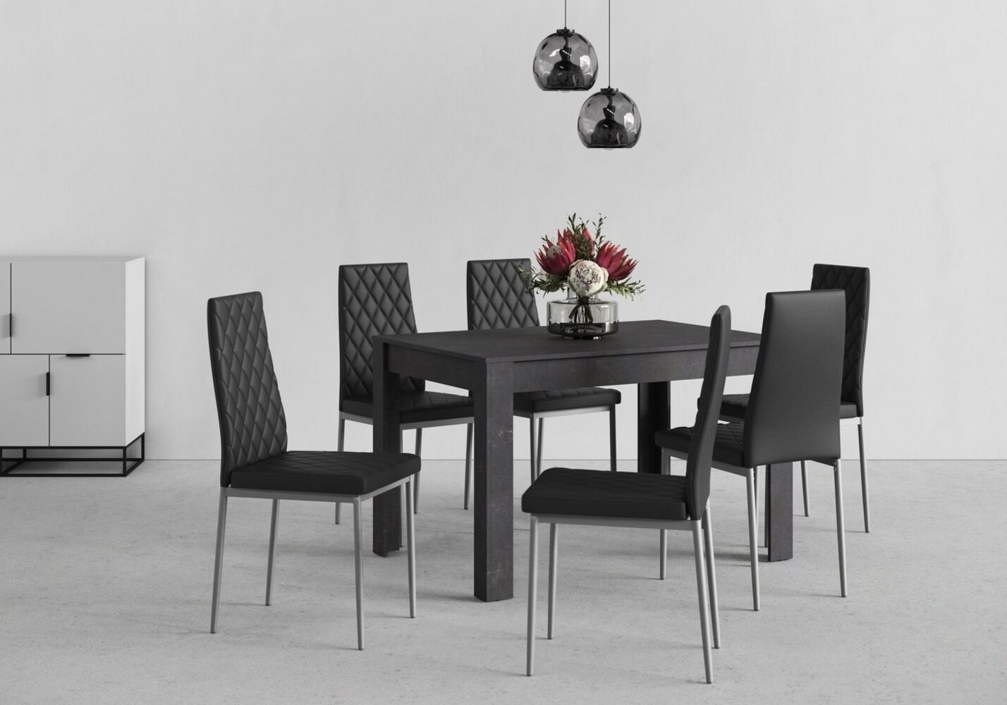 INOSIGN Essgruppe, (Set, 5-tlg), 4 Stühle mit Tisch in schieferfarben, Breite 120 cm Bild 1