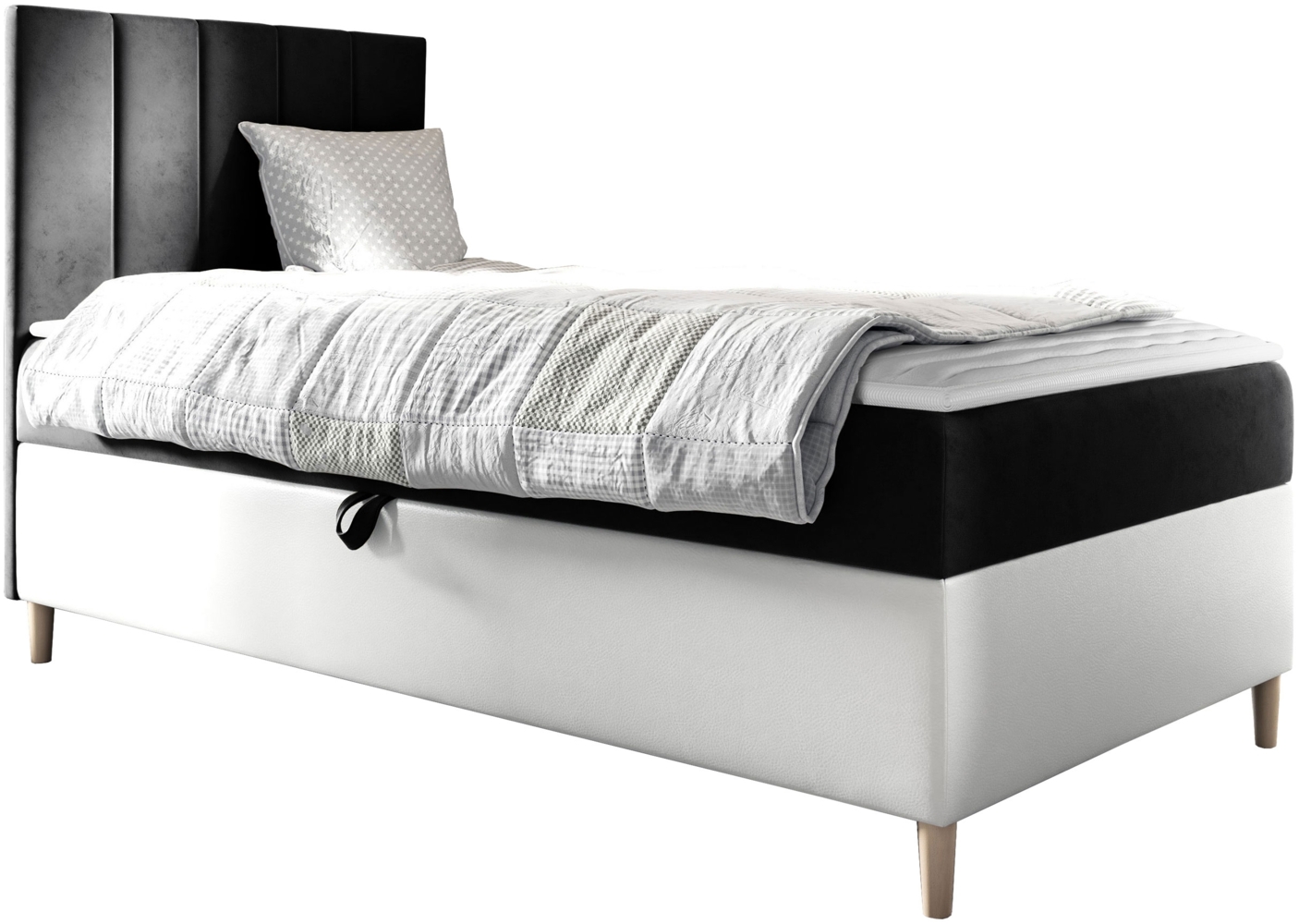 Boxspringbett Chapeni 'Junior 1' schwarz 100x200 cm Links Bild 1