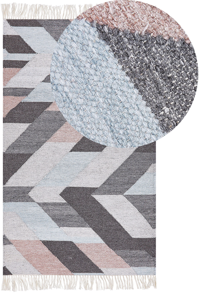 Teppich Jute mehrfarbig 80 x 150 cm geometrisches Muster Kurzflor NAKKAS Bild 1