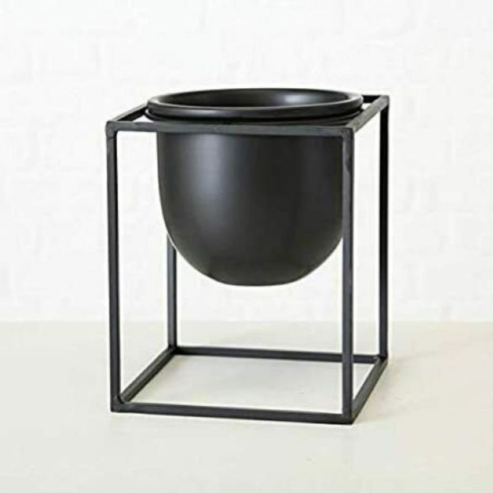 Pflanzentopf Kumbo Metall Schwarz Blumentopf H 25 x B 20 cm Design Pflanzen Bild 1