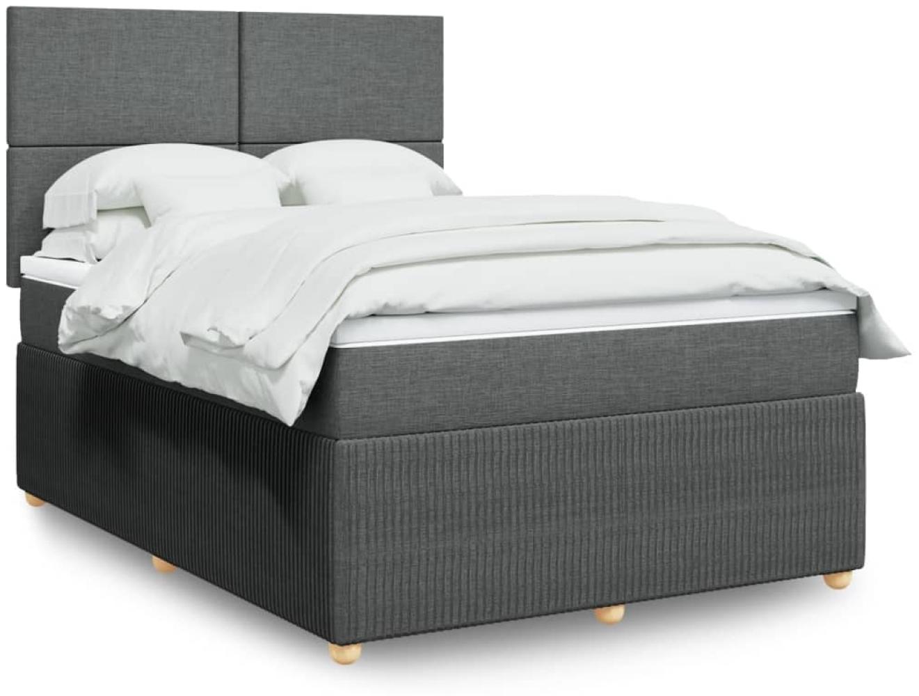 vidaXL Boxspringbett mit Matratze Dunkelgrau 140x200 cm Stoff 3294373 Bild 1