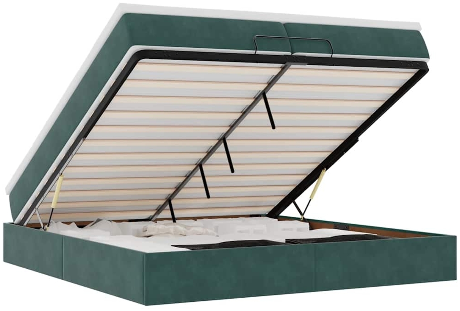 vidaXL Ottoman-Bett mit Matratzen Dunkelgrün 200x200 cm Samt 3311210 Bild 1