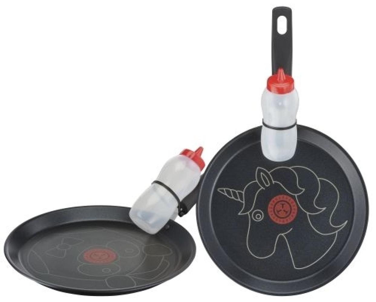 Tefal Creative Einhorn Crepepfanne Pfannkuchenpfanne 25 cm, Crepes Pfanne Induktionsgeeignet, Antihaftbeschichtet, Pfannkuchen Crepes Pancake, inkl Dosierflasche 200ml, schwarz Bild 1