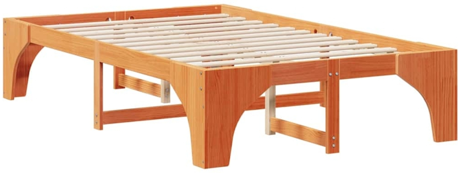 vidaXL Bodenbettgestell mit Speicher Braun 135 x 190 cm Kiefernholz 872997 Bild 1