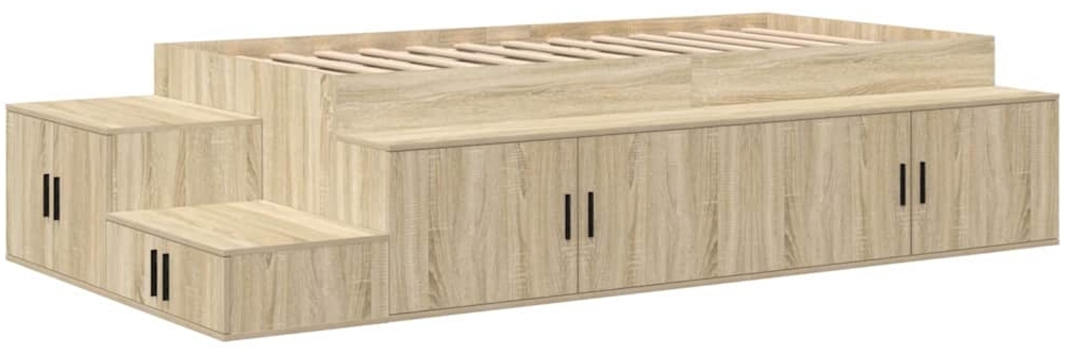 vidaXL Aufbewahrungsbettgestell Sonoma-Eiche 90 cm Holzwerkstoff 3335567 Bild 1