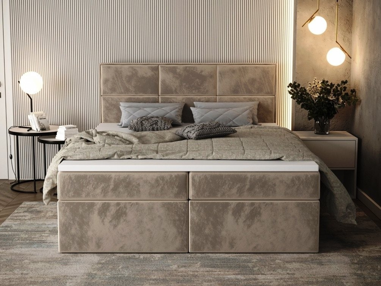 B&B Home Boxspringbett Boxbett Galla (H3 Matratze Bonellfederung, Kopfteil, Bettkasten und Topper) Bild 1