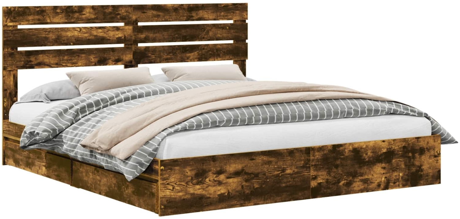vidaXL Aufbewahrungsbett Geräucherte Eiche 180x200 cm Holzwerkstoff 3411552 Bild 1