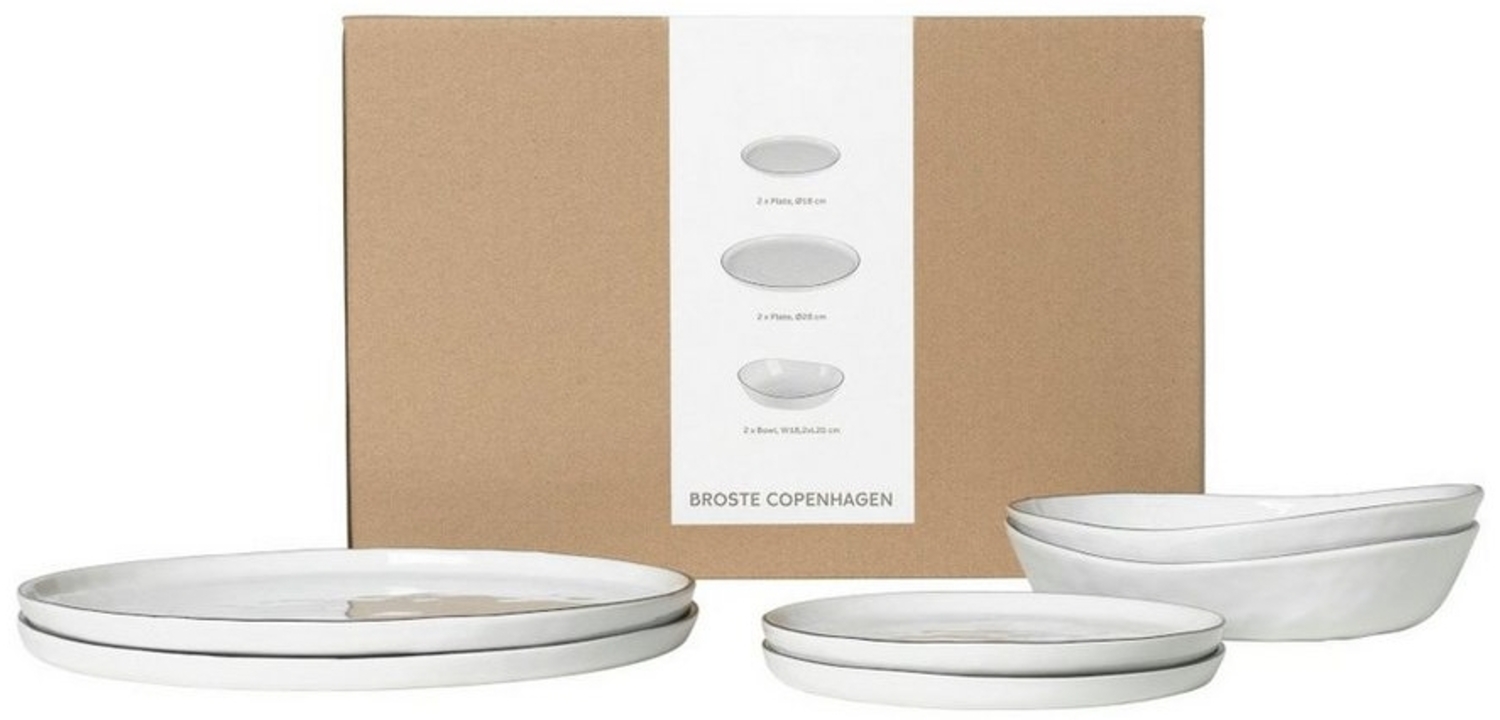Broste Copenhagen Geschirr-Set Copenhagen Salt Geschirrset mittag für Zwei, Glasiertes Porzellan, Salt Geschirsets mittag für zwei Bild 1