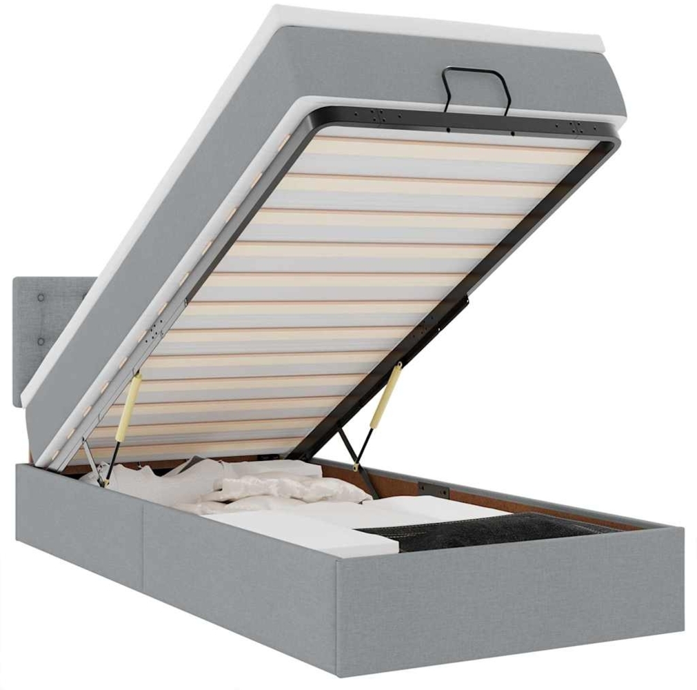 vidaXL Ottoman-Bett mit Matratze Hellgrau 90x190 cm Stoff 3311587 Bild 1