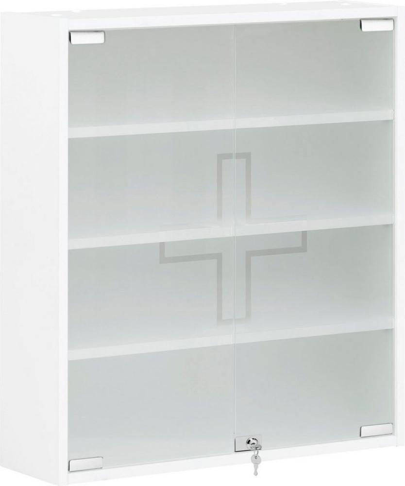 SCHILDMEYER Medizinschrank Wido Sicherheitsglas weiß Glastür 71,4x64,2x19,6 cm Bild 1