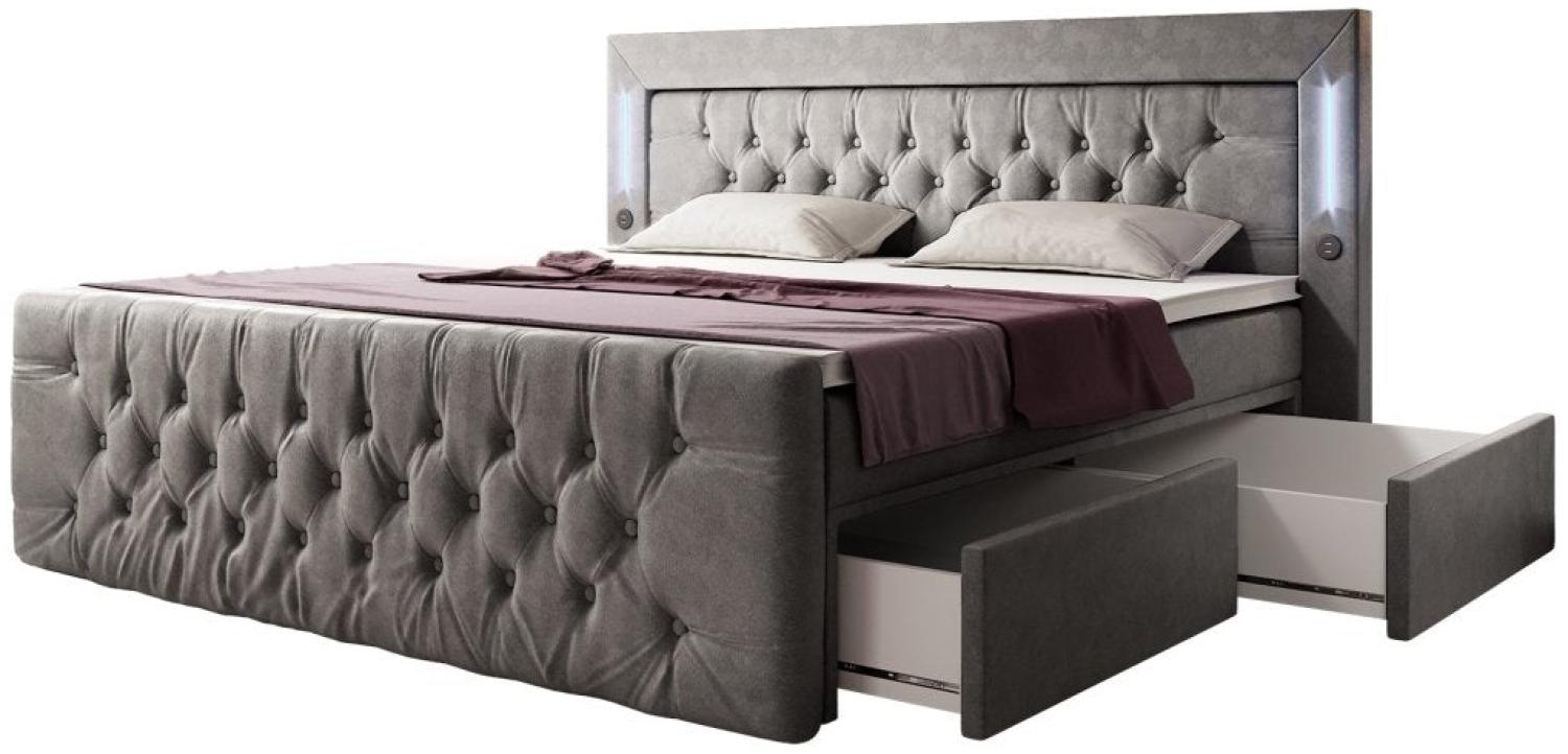 Boxspringbett Diva 140x200 H4 Grau Bild 1