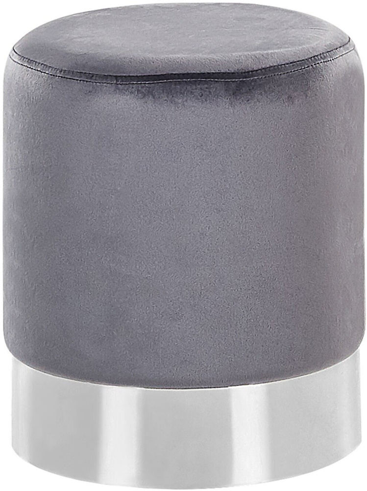 Pouf Samtstoff grau ⌀ 36 cm BRIGITTE Bild 1