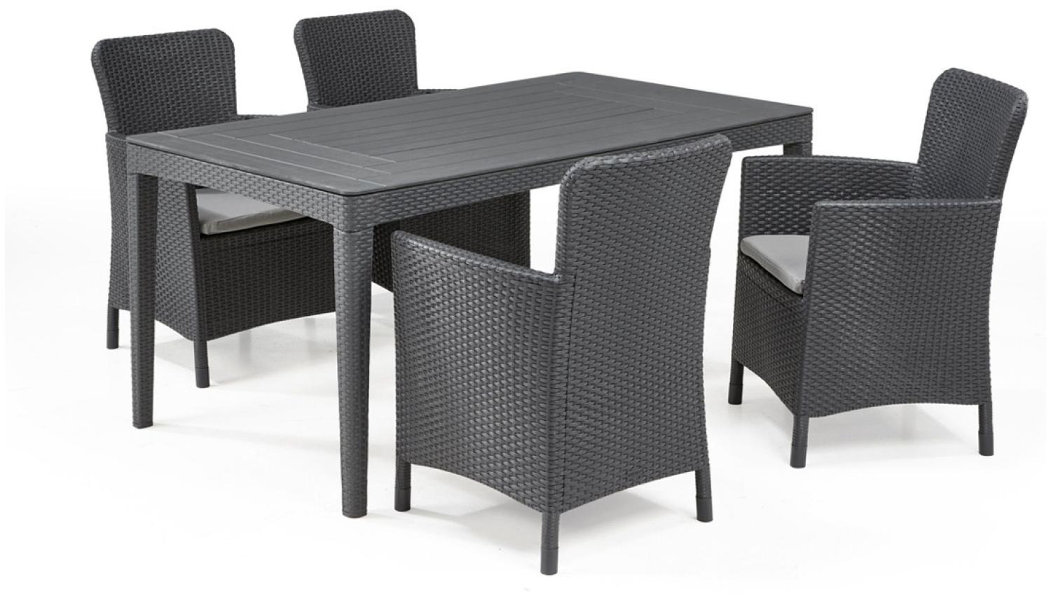 Allibert Diningset Girona-Miami 5-teilig anthrazit - Rattanoptik, wetterfest, Garten Bild 1