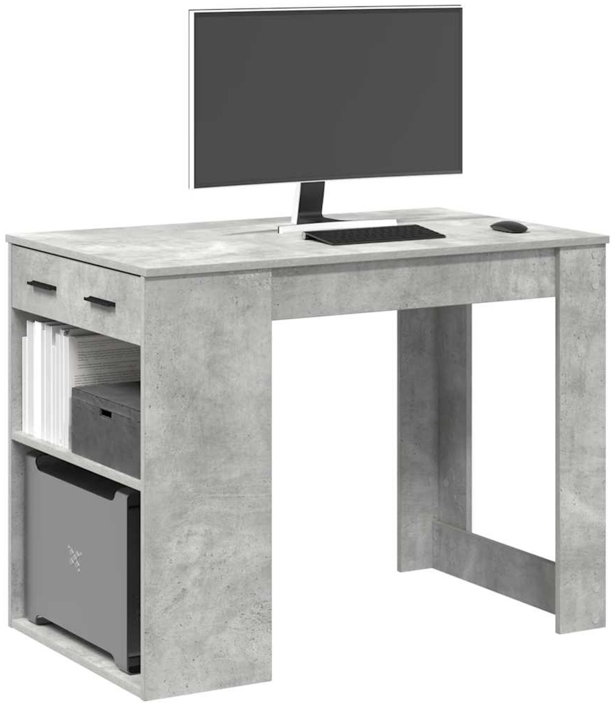 vidaXL Schreibtisch mit Schubladen und Ablage Betongrau 102x62x77,5 cm 858689 Bild 1