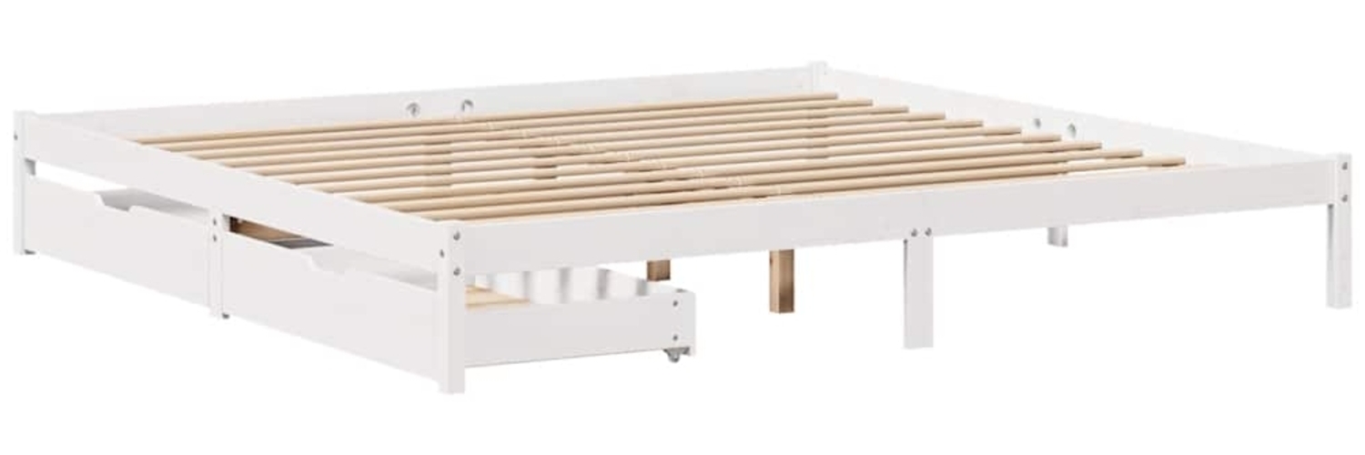 vidaXL Massivholzbett ohne Matratze Weiß 200x200 cm Kiefernholz 3301445 Bild 1