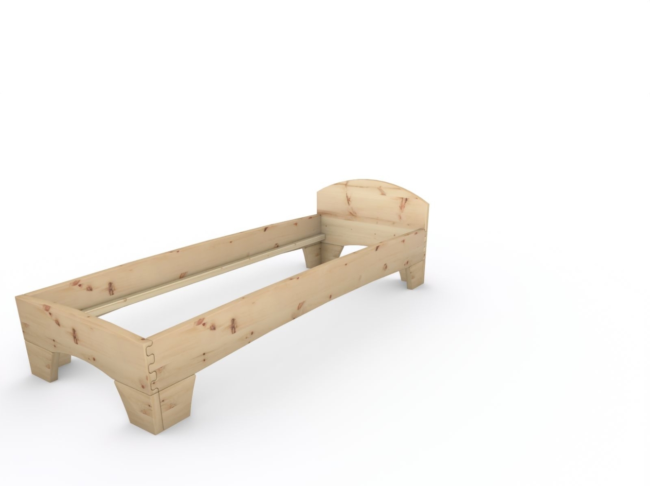 Zirbenbett Massivholzbett "Rosi" metallfrei 80 x 220 cm 38 cm mit Kopfteil Bild 1