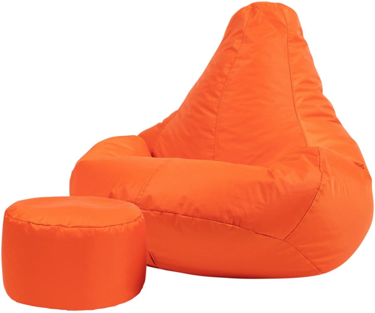 Bean Bag Bazaar Gaming Sitzsack „Recliner“ mit Hocker, Orange, Gamer Sitzsack für Erwachsene und Kinder, Indoor Outdoor Sitzsack Sessel Gaming mit Füllung Bild 1