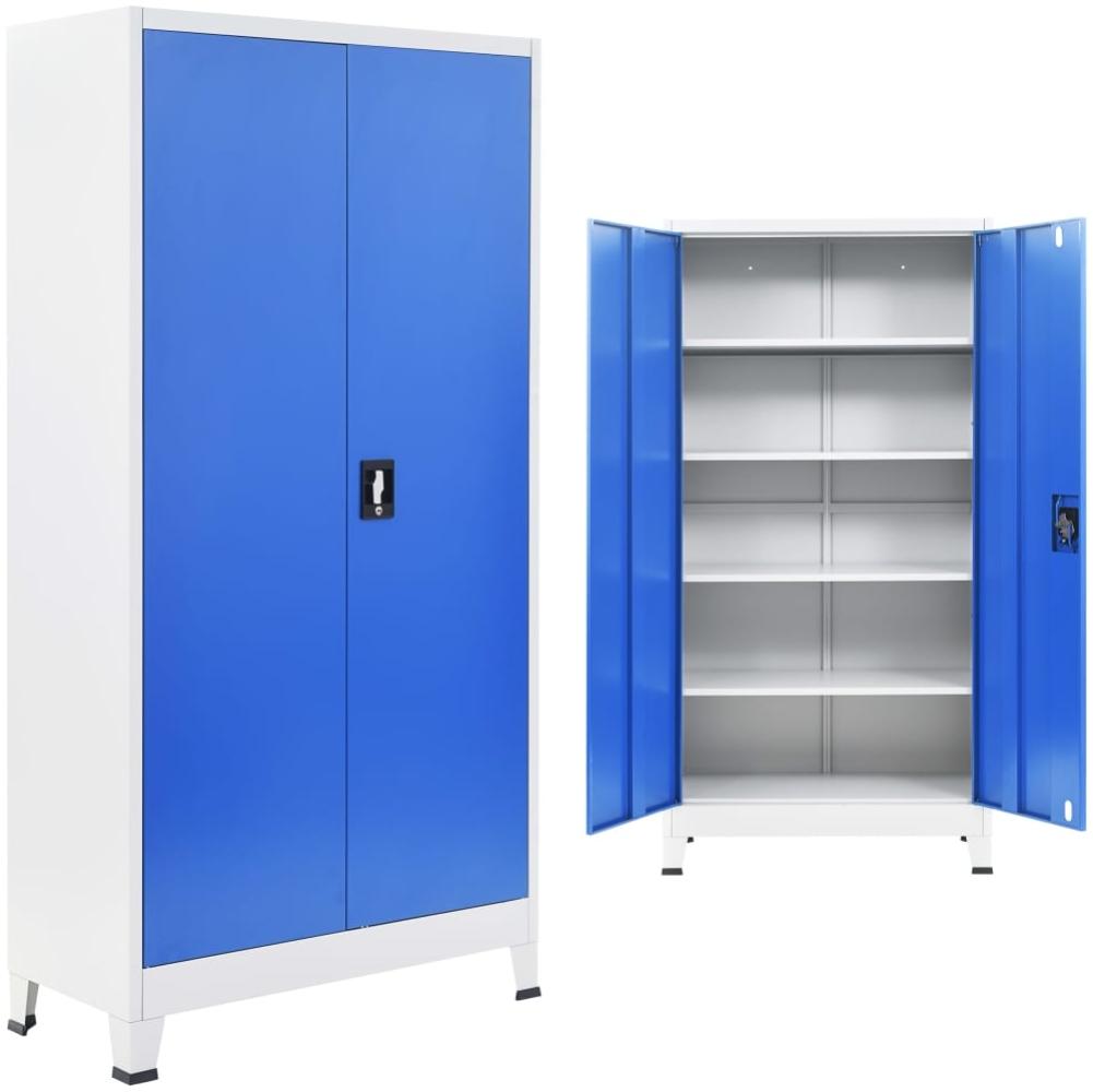 vidaXL Büroschrank Metall 90x40x180 cm Grau und Blau 245976 Bild 1