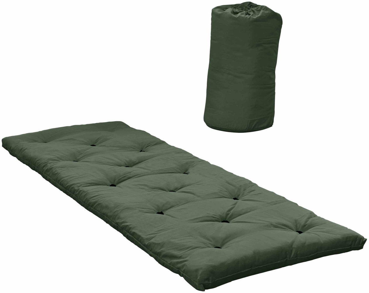 Bed in a Bag Schlafmatte Futon Farbton OLIV mit Tasche und Kordelzug Bild 1