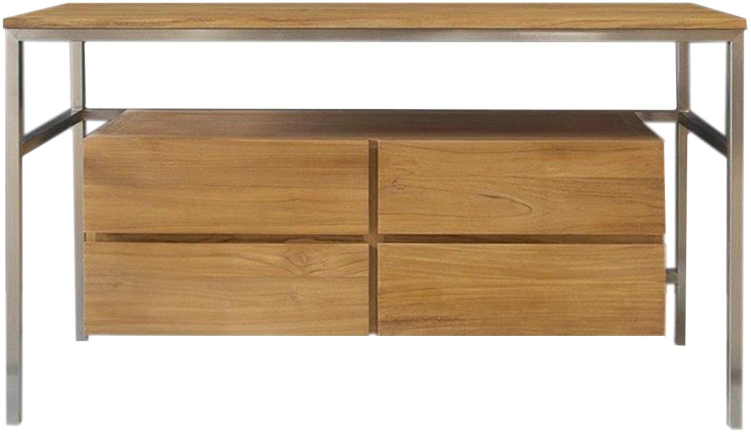 Badunterschrank Salonia aus Teakholz und Edelstahl - Breite vom Unterschrank: 140 cm Bild 1