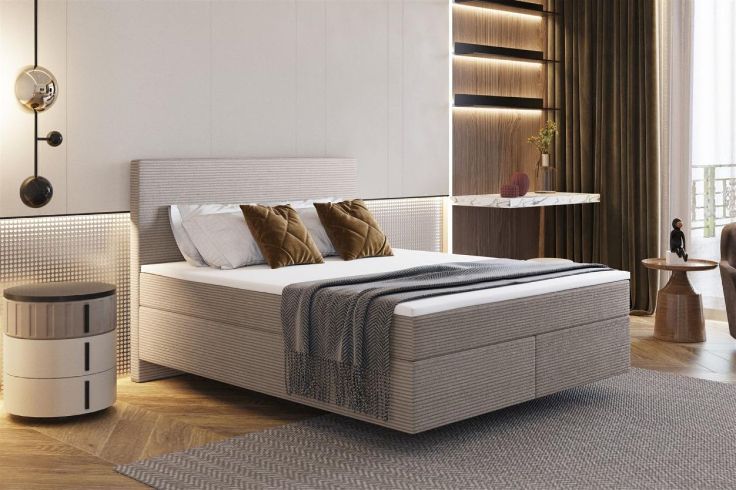 Boxspringbett Schlafzimmerbett DEVIL Delux 200x200cm in Stoff Scala Braungrau Bild 1