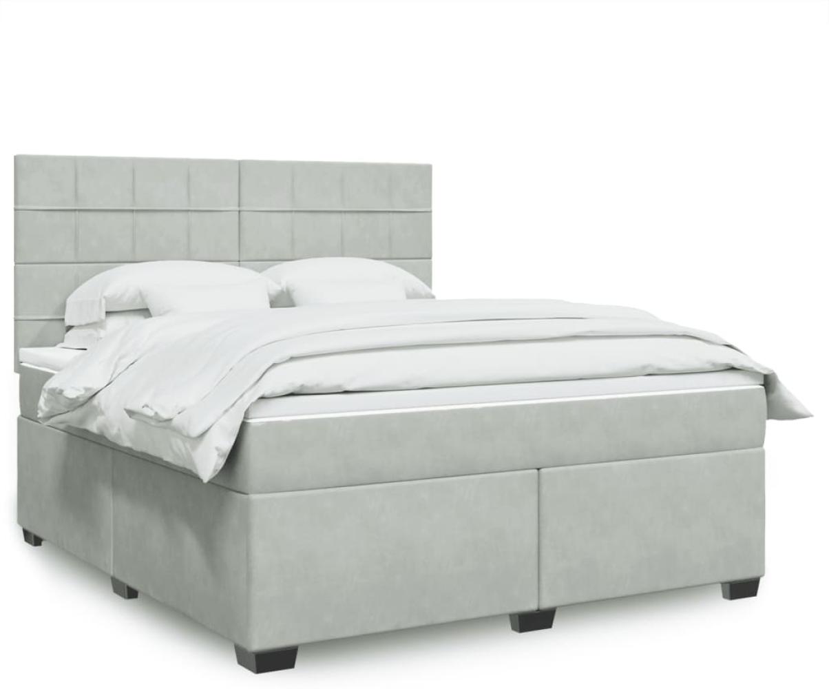 vidaXL Boxspringbett mit Matratze Hellgrau 180x200 cm Samt 3290978 Bild 1