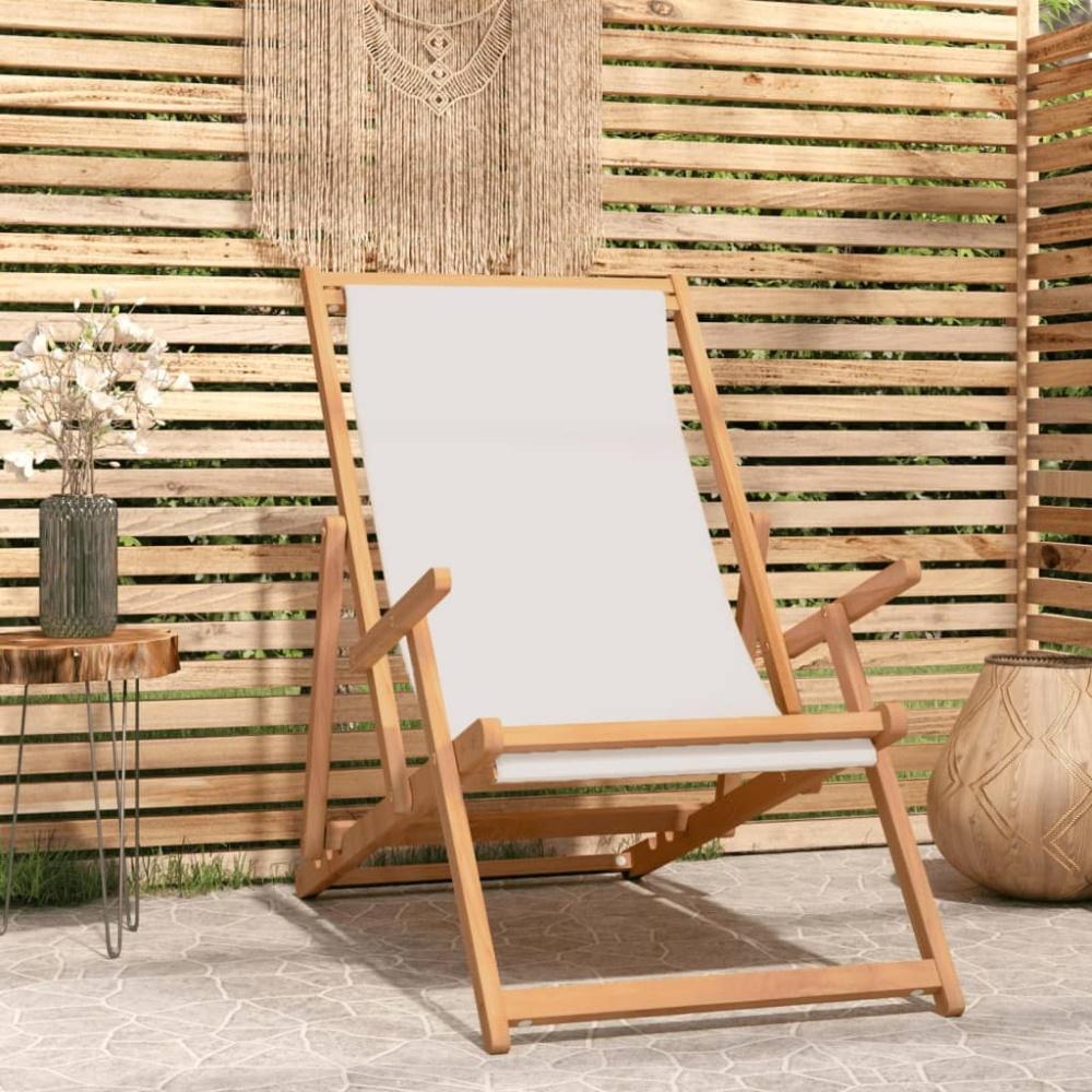 vidaXL Strandstuhl Klappbar Massivholz Teak Creme 317696 Bild 1