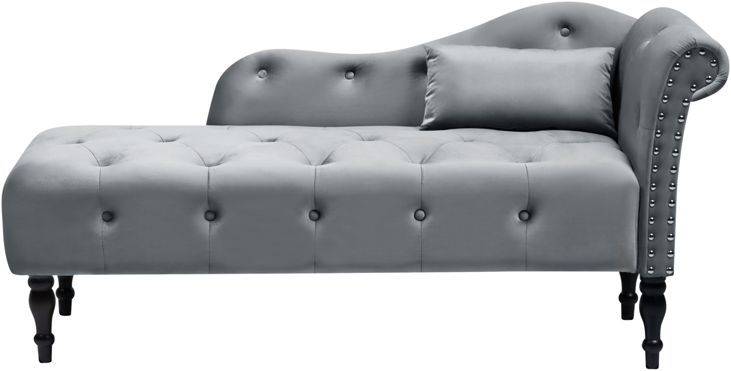 Rechtsseitige Chaiselounge IVRY Samtstoff Grau Bild 1