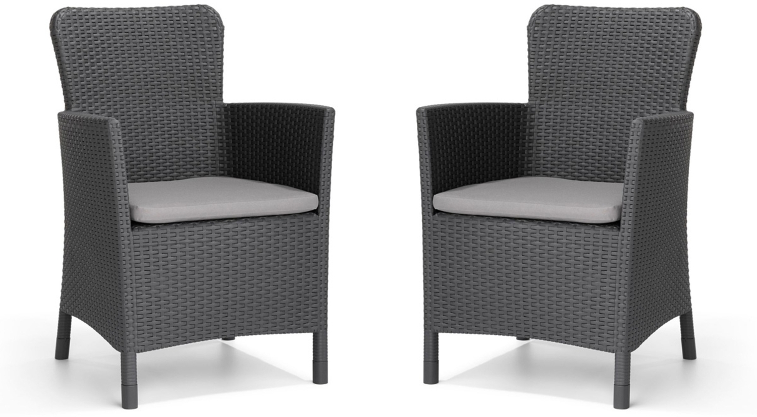 Allibert Dining Sessel Miami anthrazit 2er Set - Rattanoptik, wetterfest, Garten Bild 1