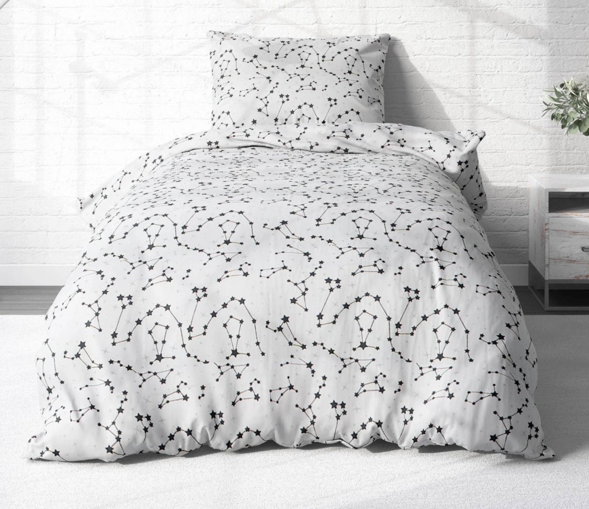 Heubergshop Bettwäsche, Renforcé, 2 teilig, 135x200cm + 80x80cm Sternenhimmel Sternzeichen Baumwolle (KY-530/1) Bild 1