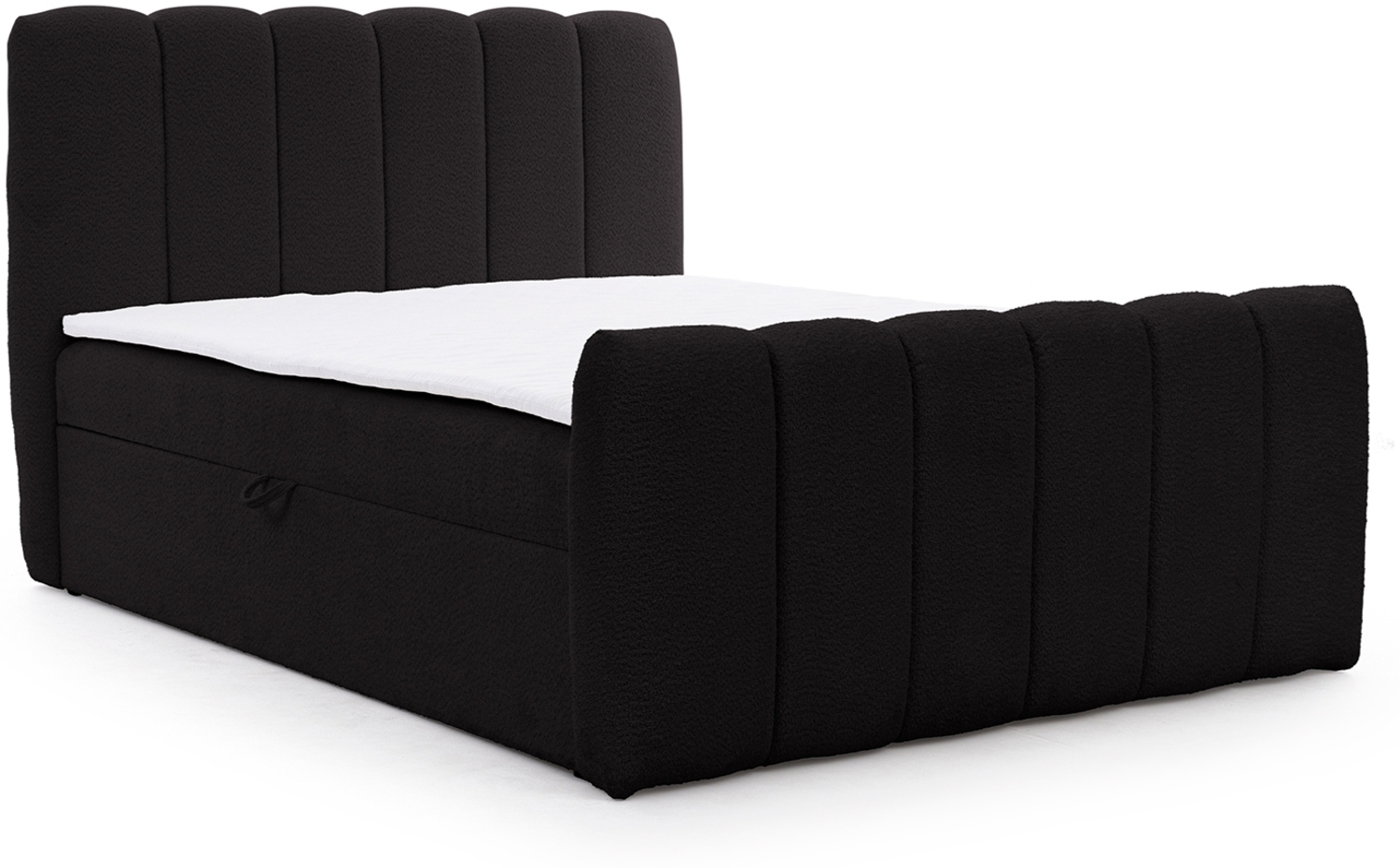 MEBLINI Boxspringbett NOMADE 200x200 cm mit Bettkasten – H3/Schwarz Boucle Polsterbett - Doppelbett mit Topper & Bonellfederkern-Matratze Bild 1