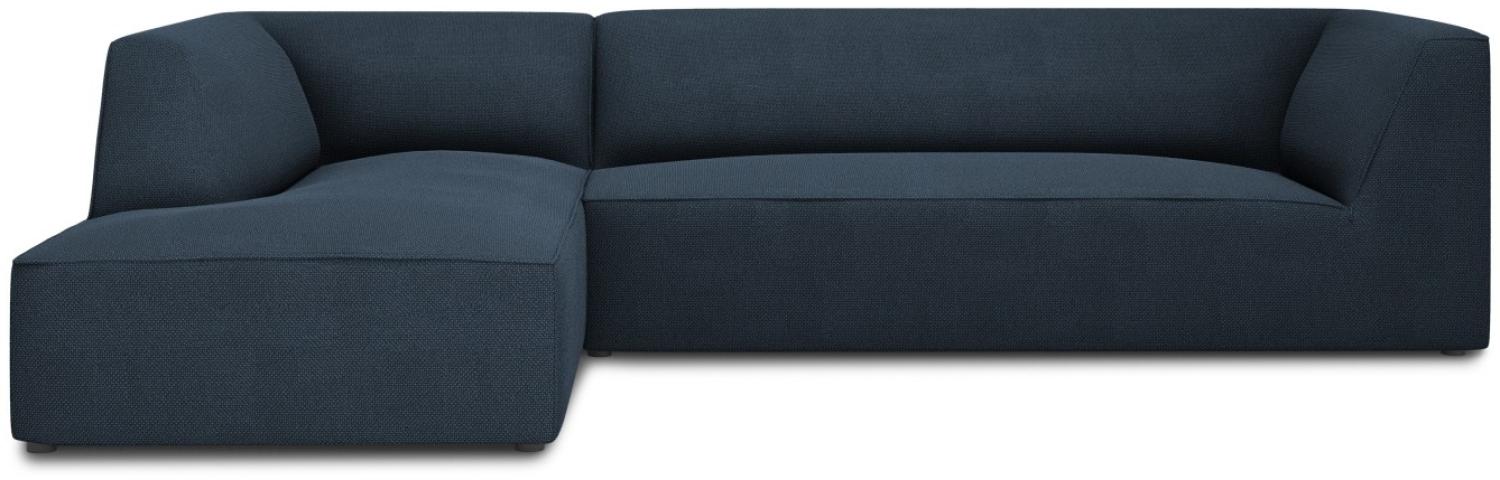 Micadoni 4-Sitzer Modular Ecke links Sofa Ruby | Bezug Navy Blue | Beinfarbe Black Plastic Bild 1