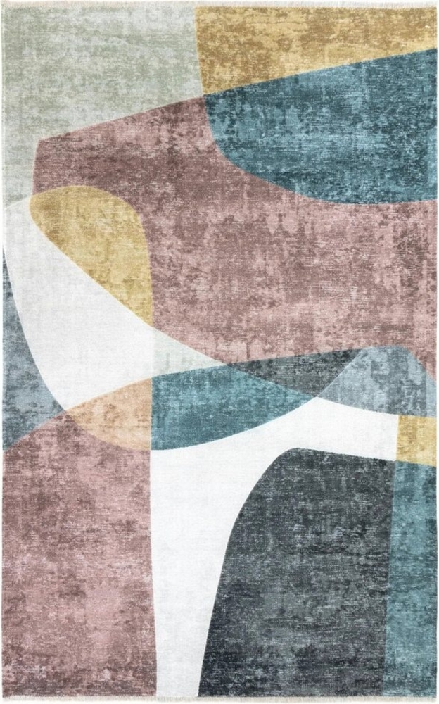 Tesso Living Designteppich Teppich Wohnzimmer "DEAN" Kurzflor Teppich, bedruckt Retro Muster, rechteckig, pflegeleicht, maschinenwaschbar, moderner Teppich, verschiedene Farben Bild 1