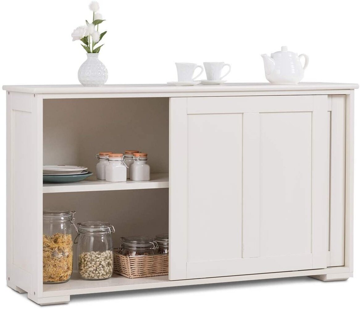 COSTWAY Sideboard, mit höhenverstellbarer Ablage,mit Glas Schiebetüren Bild 1