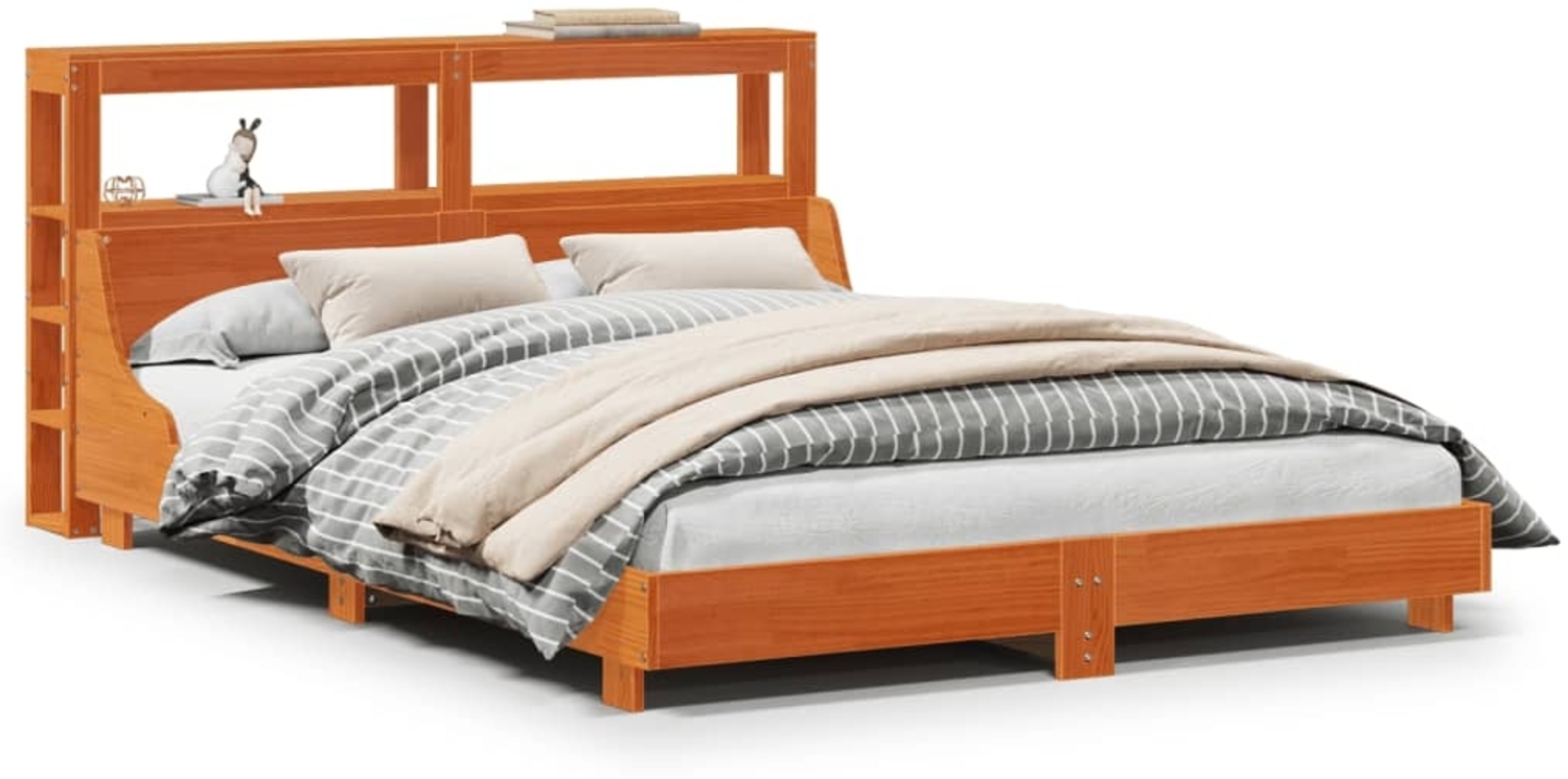 vidaXL Massivholzbett ohne Matratze Wachsbraun 150x200 cm Kiefernholz 3306419 Bild 1