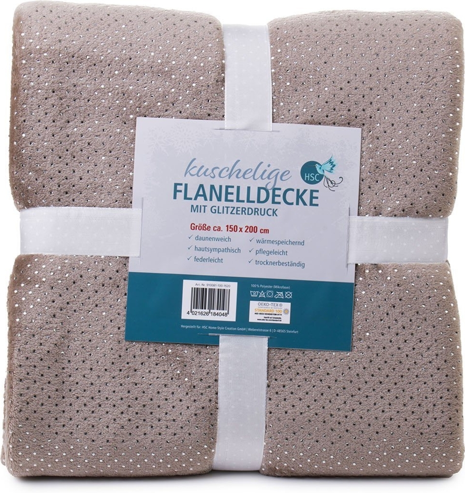 Wohndecke Glitzer-Flanell, HSC Home-Style-Creation GmbH, in vier Farben, superweich und anschmiegsam Bild 1