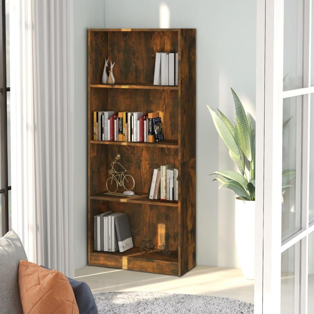 vidaXL Bücherregal 4 Fächer Räuchereiche 60x24x142 cm Holzwerkstoff 815429 Bild 1