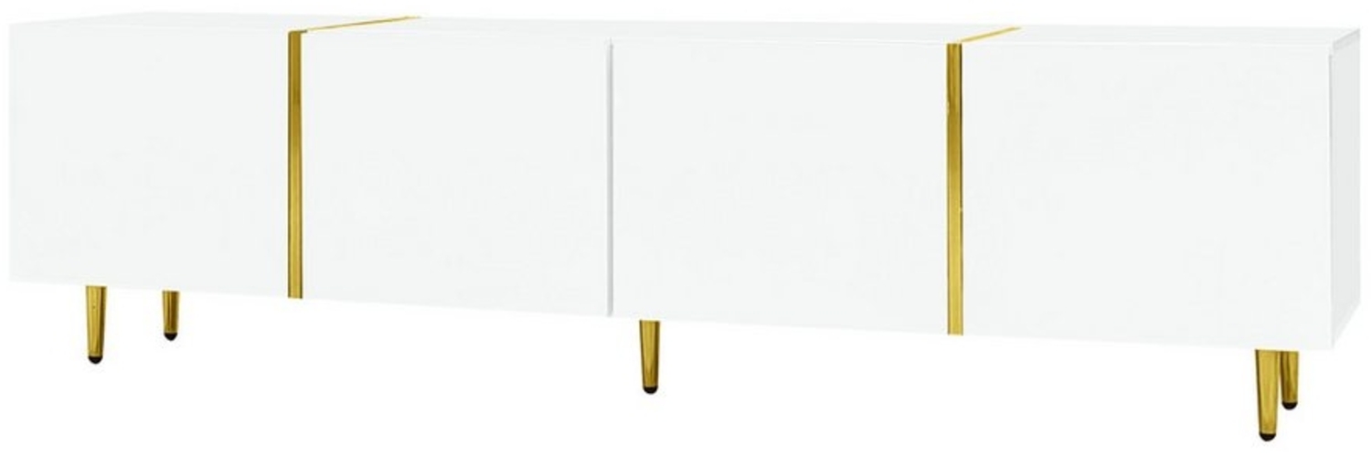 MODFU Lowboard Hochglanz-TV-Schrank (Fernsehtisch,TV-Ständer in Schwarz-Gold-Farbkombination, 1 St, mit 4 Türen), mit Hochglanz-Oberfläche, Soft-Close-Scharniere Bild 1