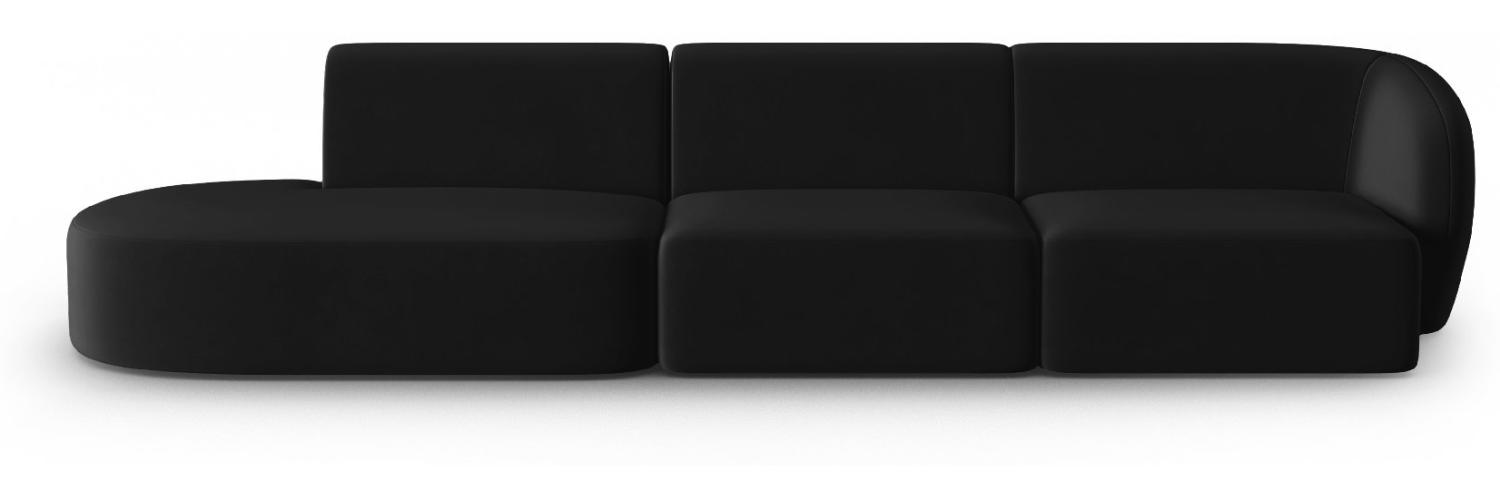 Micadoni Modulares Sofa Shane 4-Sitzer Links Samtstoff Schwarz Bild 1