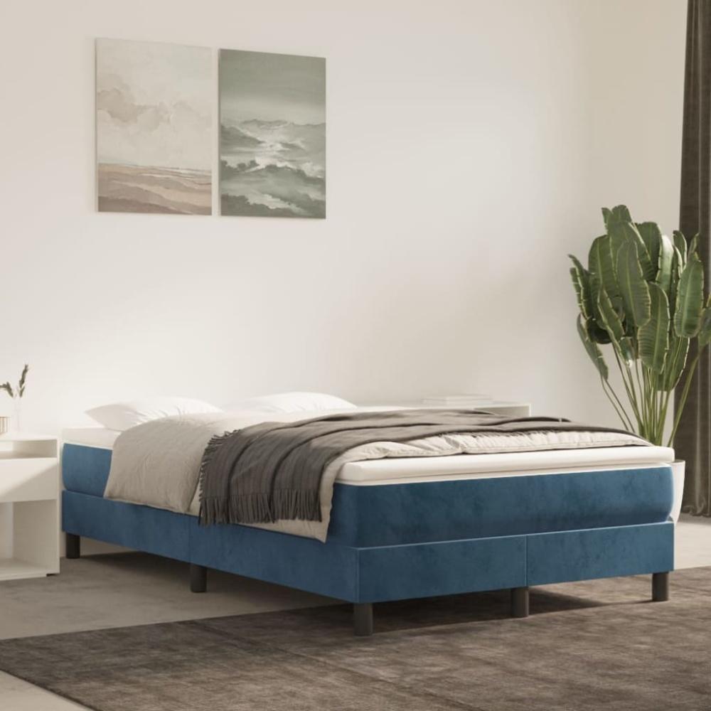 vidaXL Boxspringbett mit Matratze Dunkelblau 120x200 cm Samt 3144325 Bild 1